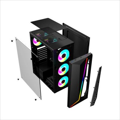 China With Window 2021 Hot Selling Side Panel OEM Gaming PC Case Hardware ITX Tower ATX Computer Cabinet Hardware Medium Gamer for sale