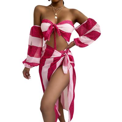 China European and American women's swimwear ladies bikini long-sleeved swimsuit new windproof summer printed swimsuit for sale