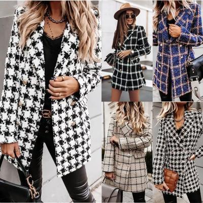 China Anti-wrinkle Women Fall Print Mid Length Jacket Women Fashion Coat for sale