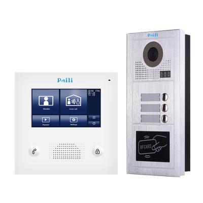 China Home Security System Multi Apartment Video Doorphone Intercom For Building System 3 Camera 1 Outdoor Unit for sale