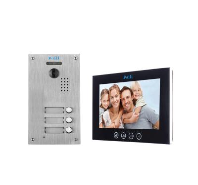 China Waterproof 2 Wire 10 Inch Multi Apartments Video Intercom With 3 Buttons For 3 Family Video Door Phone for sale