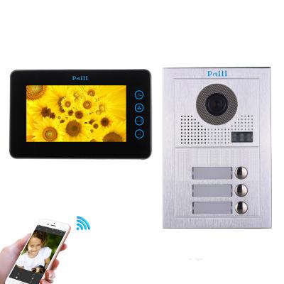 China New IP Video Door Phone Smart Video Door Phone Security System 2 Wires Home Video Intercom For 2 Apartments With 3 Monitors for sale