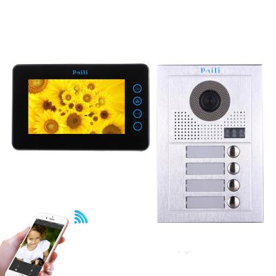 China Video Door Phone Video Intercom IP 2 Wires Video Door Phone New 7 Smart Home Security System For 2 Apartments With 4 Monitors for sale