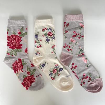 China Antibacterial Funny Cute Flowers Sock For Women Bulk Wholesale Custom Premium Cotton Socks Case Spandex Casual Customized Technics for sale