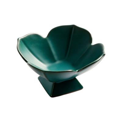 China Zuttt Art Ceramic Plum Shaped Snack Tray Tables Decorative Tray 12.*12.5*7cm With Unique Stand for sale