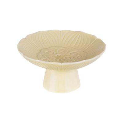 China Zuttt Art Ceramic Lotus Shaped Snack Tray Tables Decorative Tray 13.5*13.5*7cm with Unique Stand for sale