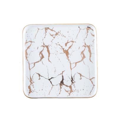 China Square Modern Ceramic 20.5*20.5*2cm Square Trays Food and Dessert Platters and Serving Tray for sale