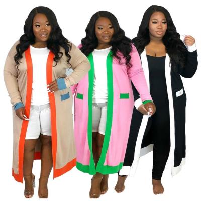 China Anti-Wrinkle Fashion Clothing Patchwork Winter Woman Coats Designer Long Cardigan Plus Size Coats For Women 2021 for sale