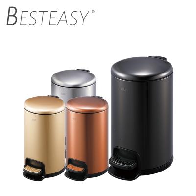 China Durable Household 5L Colse Black Hotel Round Soft Pedal Bins Stainless Steel for sale