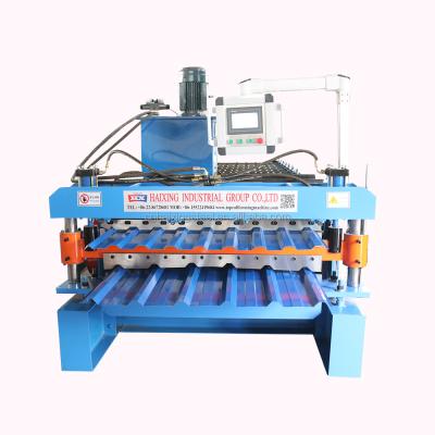 China Building Material Shops Roof Wall Panel Roll Forming Machine Trapezoidal Metal Roof Tile Making Machine for sale