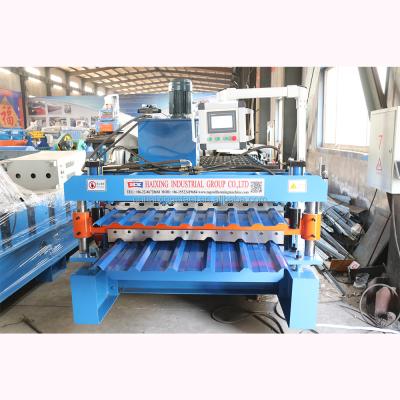 China Building Material Shops Double Deck Roofing Sheet Roll Forming Machine Trapezoidal Metal Sheet Roll Forming Machine for sale