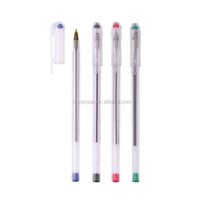 China office & School Pen Good Looking Transparent Round Barrel Ballpoint Pen Base YY0022 for sale