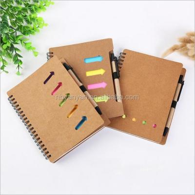 China Customized White Lined Lined Inner Spiral Notebook Logo Wrapping Paper Blank Spiral Notebook with Colorful Sticky Pen Notes Divider for sale