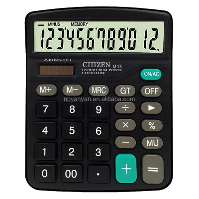 China General Purpose Calculator Solar Calculator 12 Digit Show Dual Power Black Calculator for sale