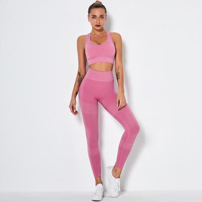 China Antibacterial Seamless Bra And Sports Legging Sets Women Fitness Clothing Sets Manufacturer Yoga Sportswear Set for sale