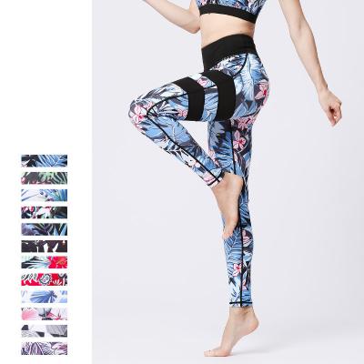 China Antibacterial Women Sportswear Fitness Clothes In Flower Bra Leggings Printed Sports Tights 2 Piece Yoga Set for sale