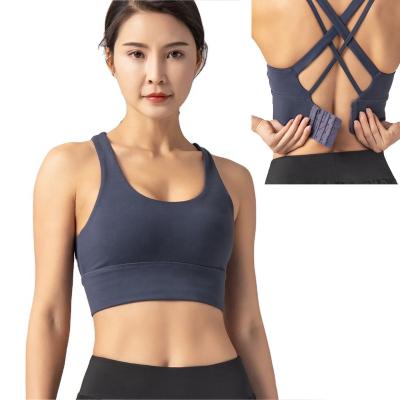 China High Print Cross Back Bra Women's Yoga Sports Care Cotton Yoga Bra Girl Breathable Fitness Lingerie Apparel Gym for sale