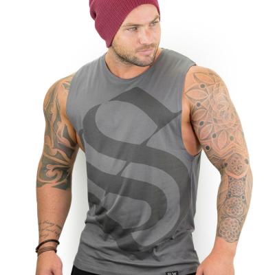 China Exquisite Workout Men's Fitness T-shirts Breathable Sleeveless T-shirt Viable Cotton Sweat Absorbent Gym Vest For Men for sale