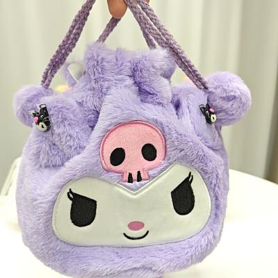 China XUX Cartoon Fashion Kawaii Kuromi Melody Plush Bag Super Often Large Capacity Drawstring Bag Festival Accessory Gift for sale