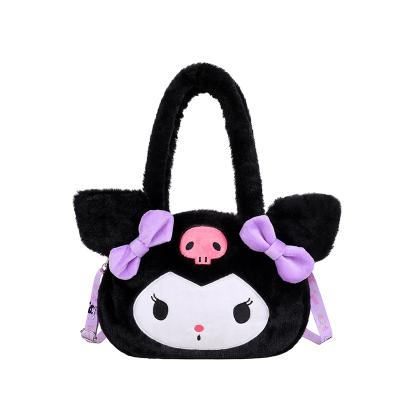 China Wholesale Cute Makeup Bag Plush Shoulder Bag Trend XUX Plush Shoulder Bag Cinnamoroll Kuromi Ti Handbag Birthday Gift Body Bag Cross for sale