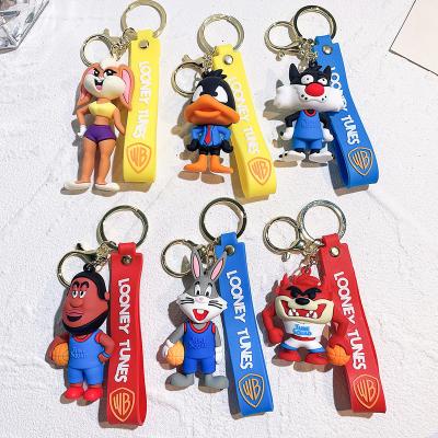 China XUX New Creative Cartoon Rabbit Brother Basketball PVC Charm Pendant Bag Hanger Key Chain Key Ring Cute Fashion Gift for sale