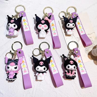 China XUX Creative Cartoon Kuromi Key Chain Key Chain Cute Anime Toy Rubber 3D PVC Soft Keychain for sale