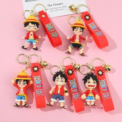 China One Piece 3D Key Chain Doll Cartoon Character XUX Soft Rubber Key Ring Backpack Decoration Keychains Wholesale Craft Gift for sale