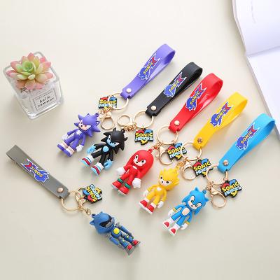 China Wholesale XUX Cartoon Animation Cute Sonic Keychain 3D Key Ring Car Bag Decoration Keychains Craft Gift for sale