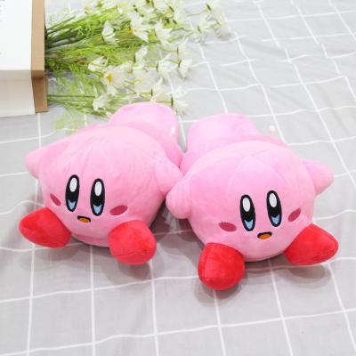 China Cute Cartoon XUX Size 36-42 Kirby Plush Slippers Stuffed Anime Doll Plush Toys For Women Men Home Warm Slippers for sale