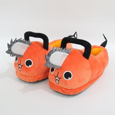 China Cute Cartoon XUX Size 36-42 Chainsaw Pochita Plush Slippers Stuffed Anime Doll Plush Toys For Women Men Home Warm Slippers for sale