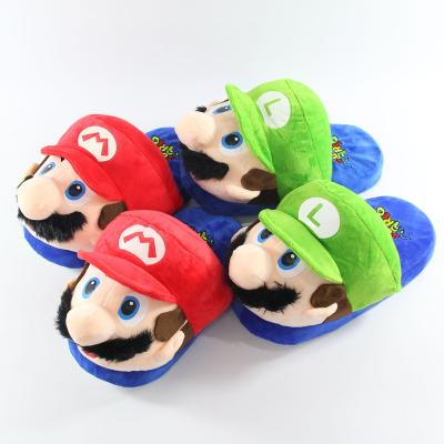 China Cute Cartoon XUX Size 36-42 Mario Plush Slippers Stuffed Anime Doll Plush Toys For Women Men Home Warm Slippers for sale