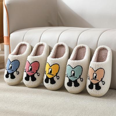 China Hot Sale Cartoon XUX Bad Heart Red Winter Bunny Plush Slippers Slides Ladies Indoor Warm Slippers 6 Colors for sale