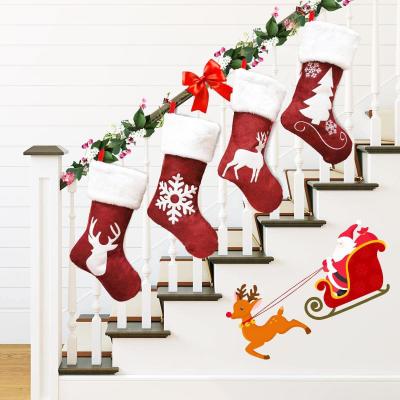 China 2020 Canvas Santa Claus Stocks Long Christmas Tree Christmas Decoration Supplies Gifts Stocking Bulk Wholesale Elks Home for sale