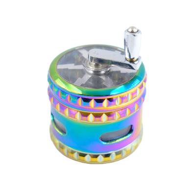 China New Design Zinc Alloy Herb Grinder 63mm-4 Layer Squares&Four Holes&Hand Tobacco Grinder for sale