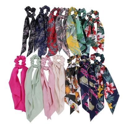 China New Arrived Central Institute of Statistics Environment Friendly Fashion Women Hair Accessories Korean Simple Color Elastic Hair Band Cloth Scarf Scrunchies for sale