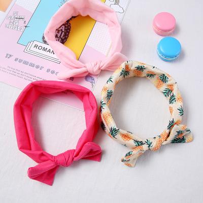 China European and American fashion handmade new style 3 sets of hair accessories children's non-woven fabric headband simple printing bow knot elastic headband for sale