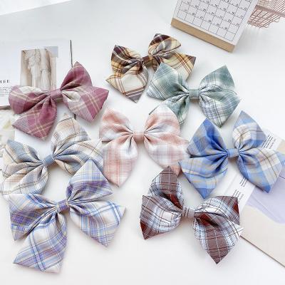 China Fashion new JK style hair accessories fabric plaid bow hair clip Korean girl ponytail hair clip for sale