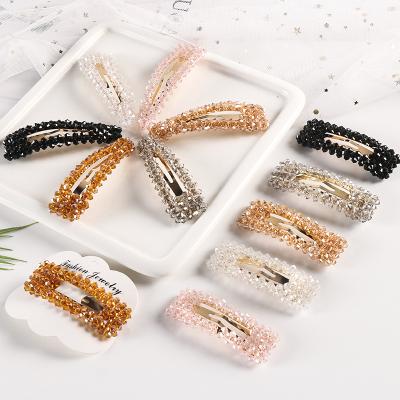 China Fashion Wholesale Fashion In The Current Korean Hair Accessories Women Hair Pin Color Crystal Handwoven BB Hair Clip for sale