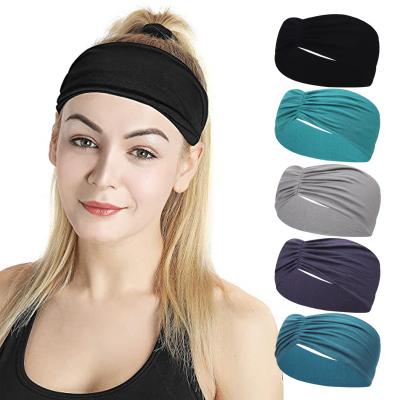 China High Quality Anti Slip Fitness Sweat Running Hair Bands Elastic Absorb Sweat Yoga Sports Wide Headband Bandanas Quick Dry Headband for sale