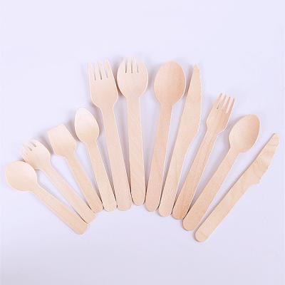 China EXW/FOB/CIF/DDP Eco Friendly Friend Cutlery Spoon Knife Fork Knife Degradable Disposable Wooden Tableware Set for sale