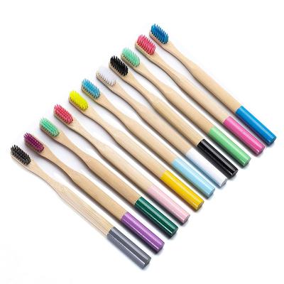 China Battery Operated Multi Color Care Optional Oral Round Rod Spray Painted Bamboo Toothbrush for sale