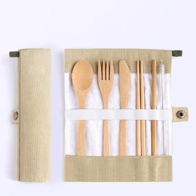 China Disposable 7pcs Set Chopsticks Utensils Bamboo Cutlery Set for sale