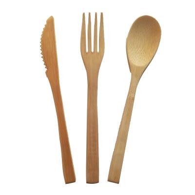 China 200mm Disposable Eco-Friendly Degradable Natural Bamboo Fork Knife Spoon Set for sale