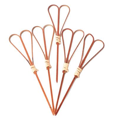 China Wholesale 10CM Easily Cleaned Eco Friendly Disposable Degradable Fruit BBQ Knotted Bamboo Skewers for sale