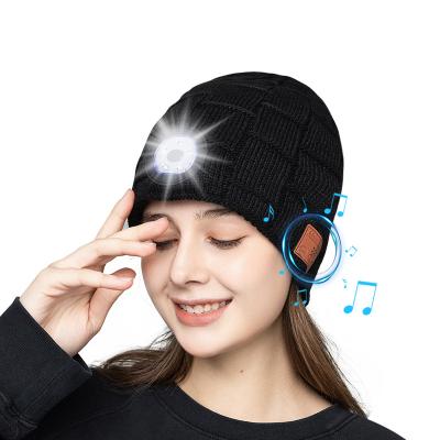 China JOINT 5.0 Radio Unisex Hat With Light Musical Knitted Hat With Earphone for sale