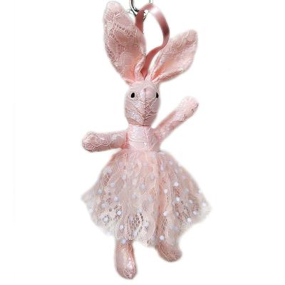 China Plush 1pcs 6 Colors 25cm Big Ears Rabbit Stuffed Animal Doll Keychains Kawaii Bunny Keychain For Bag Decoration Mini Rabbit Small Pendant for sale