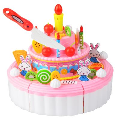 China 44-86Pcs Plush Pretend Kitchen Toys Pretend Play Cutting Birthday Cake Plastic Toys For Baby Kids Fruit Cutting DIY Educational Food for sale