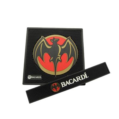 China Free sample viable bacardi custom embossed pvc bar runner branded rubber bar mats with custom logo for sale