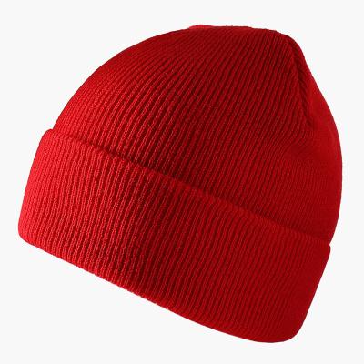 China JOINT Wholesale Acrylic White Winter Simple Warm Women Knitted Hat Beanie Hats for sale