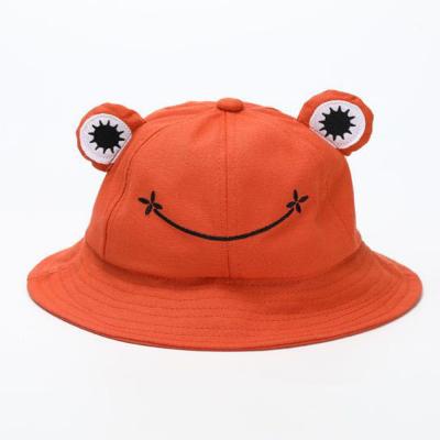 China Custom Character Summer Cute Animal Boy Girl Cotton Frog Logo Children Kids Bucket Hats For Kids for sale